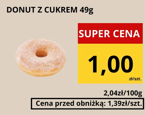 Donut z cukrem promocja w Supeco