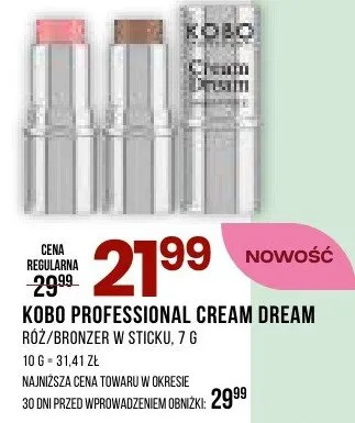 Krem róż/bronzer KOBO Professional Cream Dream różne rodzaje promocja w Drogerie Natura