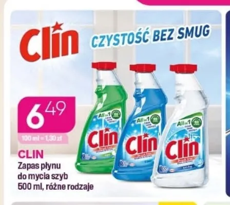 Zapas płynu do mycia szyb Clin promocja w Drogerie Koliber