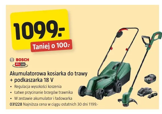 Zestaw akumulatorowa kosiarka do trawy + podkaszarka Bosch promocja w Jula