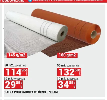 Siatka podtynkowa włókno szklane 145 g/m2 10m2 promocja w Merkury Market