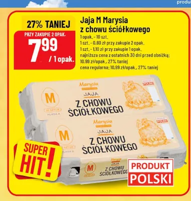 Jaja klasy M Marysia z chowu ściółkowego promocja w POLOmarket
