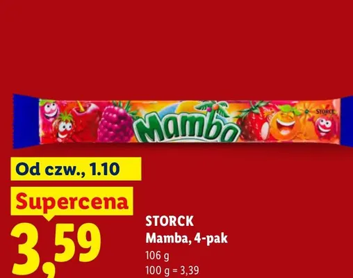 Guma rozpuszczalna Mamba 4-pak promocja w Lidl