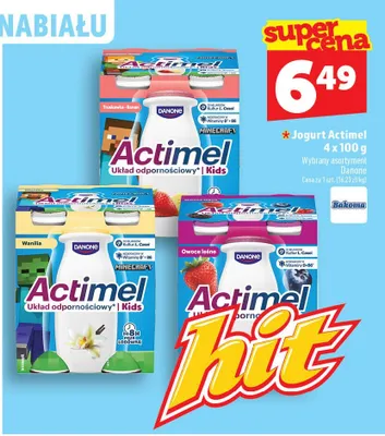 Jogurt Actimel truskawkowo-bananowy 4-pak promocja w TOPAZ