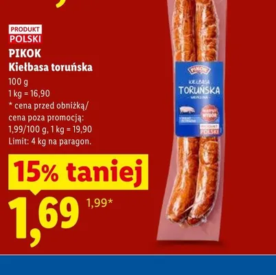Kiełbasa toruńska PIKOK promocja w Lidl