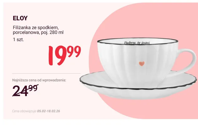 Filiżanka ze spodkiem, porcelanowa promocja w Rossmann
