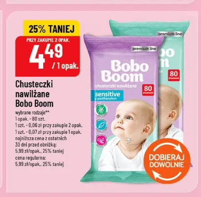 Chusteczki nawilżane Bobo Boom sensitive promocja w POLOmarket