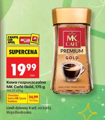 Kawa rozpuszczalna MK Café Premium Gold promocja w Biedronka