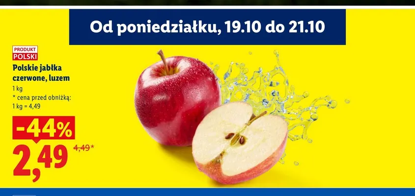Jabłka czerwone polskie promocja w Lidl