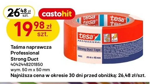 Taśma naprawcza tesa Professional Strong Duct wym. 50m x 50mm promocja w Castorama