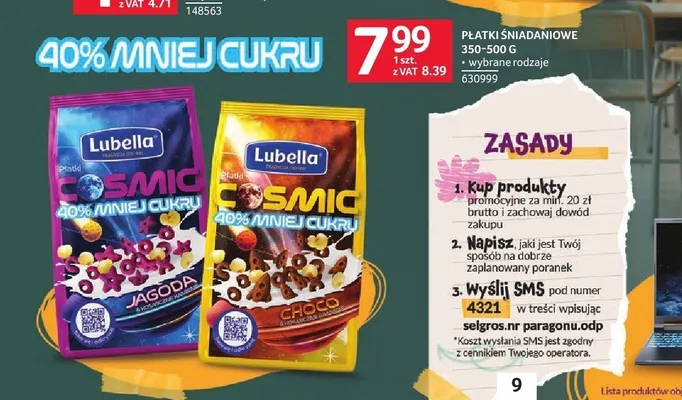Płatki śniadaniowe Lubella Cosmic Choco promocja w Selgros