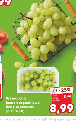Winogrona jasne bezpestkowe promocja w Kaufland