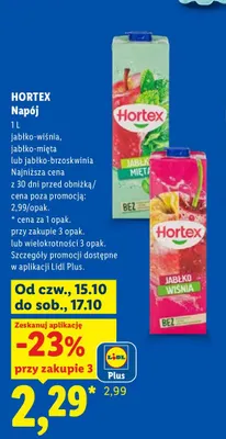 Napój jabłko-wiśnia Hortex promocja w Lidl