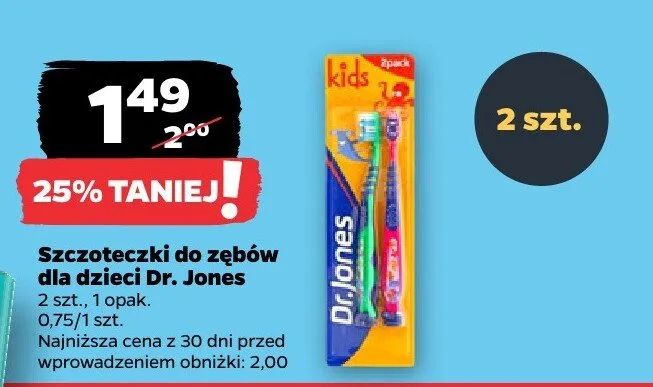 Szczoteczki do zębów dla dzieci Dr. Jones 2szt promocja w Netto