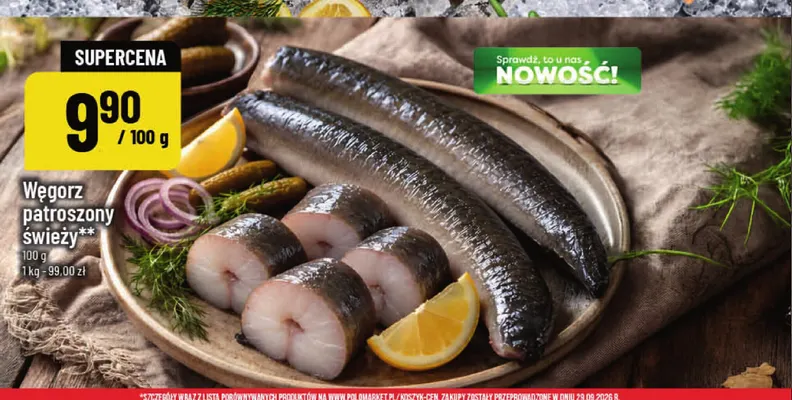 Węgorz patroszony świeży promocja w POLOmarket