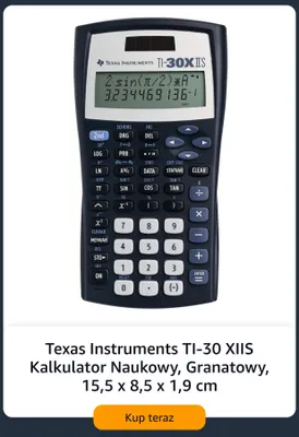 Kalkulator naukowy Texas Instruments TI-30 XIIS promocja w Amazon
