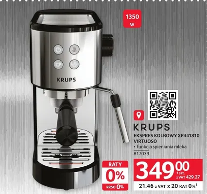 Ekspres kolbowy XP441810 Virtuoso 817039 promocja w Selgros