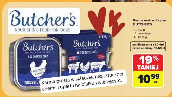 Karma mokra dla psa Butcher's bez dodatku zbóż promocja w Carrefour