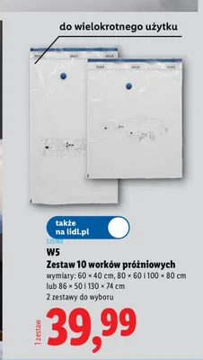 Zestaw 10 worków próżniowych W5 promocja w Lidl