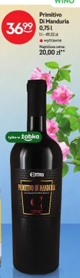 Wino czerwone wytrawne Eremo Primitivo Di Manduria promocja w Żabka