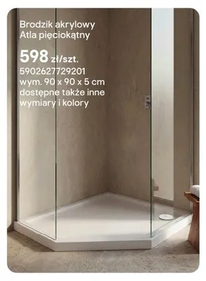 Brodzik akrylowy Schedpol Atla pięciokątny promocja w Castorama