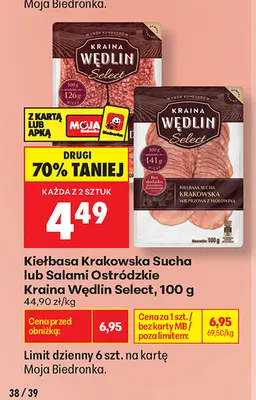 Salami ostródzkie Kraina Wędlin Select promocja w Biedronka