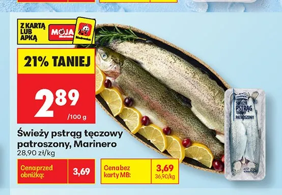 Świeży pstrąg tęczowy patroszony Marinero promocja w Biedronka