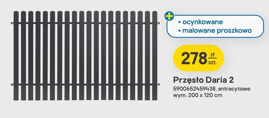 Przęsło Daria 2 antracytowe promocja w Castorama