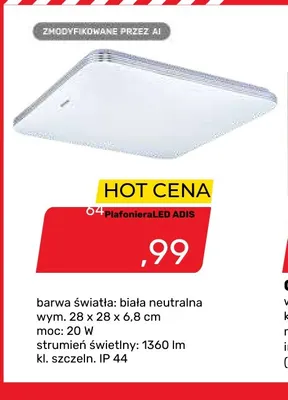Plafoniera LED Adis 28x28x6,8 cm promocja w Bricomarche