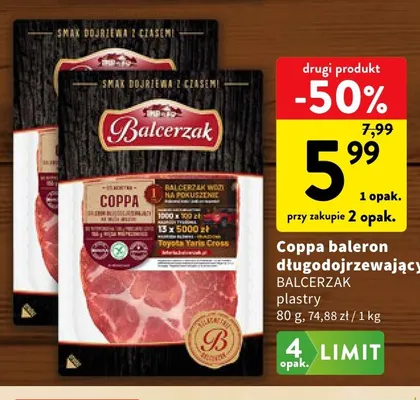 Coppa baleron długodojrzewający w plastrach Balcerzak promocja w Intermarche