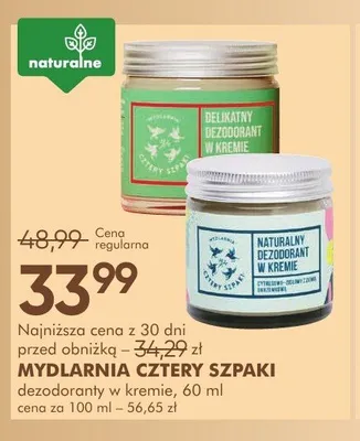 Dezodorant w kremie Mydlarnia Cztery Szpaki promocja w Super-Pharm