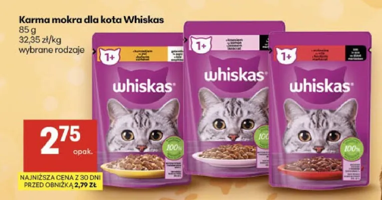 Karma mokra dla kota Whiskas z łososiem promocja w Delikatesy Centrum