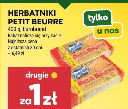 Herbatniki Petit Beurre Eurobrand promocja w Stokrotka