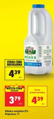 Mleko wiejskie 2% promocja w Biedronka