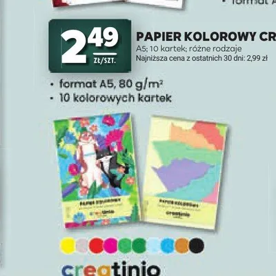 Papier kolorowy Creatinio A5 promocja w Stokrotka