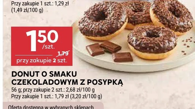 Donut o smaku czekoladowym z posypką promocja w Stokrotka