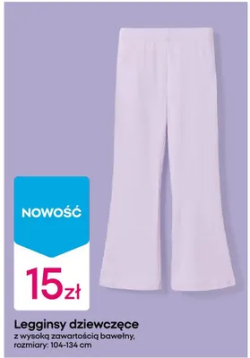 Legginsy dziewczęce z wysoką zawartością bawełny promocja w Pepco