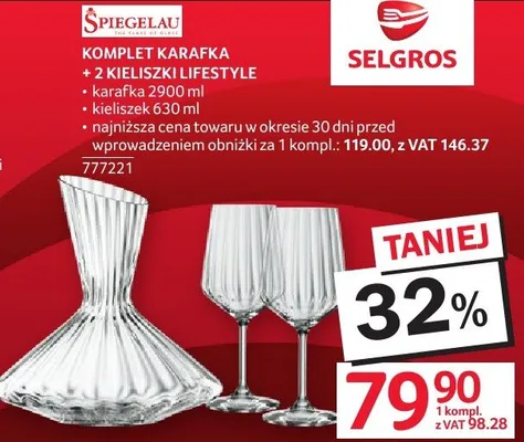 Komplet karafka SPIEGELAU KOMPLET KARAFKA + 2 KIELISZKI LIFESTYLE promocja w Selgros