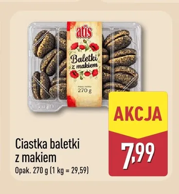Ciastka baletki z makiem Atis promocja w Aldi