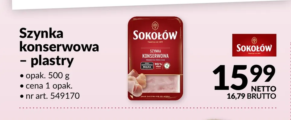 Szynka konserwowa plastry Sokołów promocja w Makro