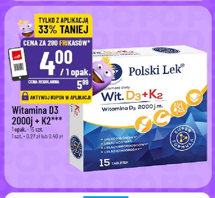 Witamina D3 2000j + K2 Polski Lek promocja w POLOmarket