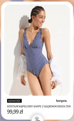 Kostium kąpielowy Shape z głębokim dekoltem Bonprix promocja w bonprix