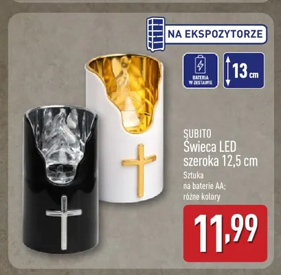 Świeca LED szeroka 12,5 cm Subito promocja w Aldi