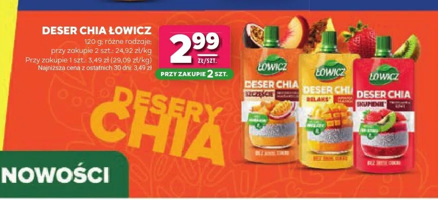 Deser Chia Łowicz mango promocja w Stokrotka