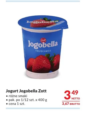 Jogurt Jogobella Zott promocja w Makro