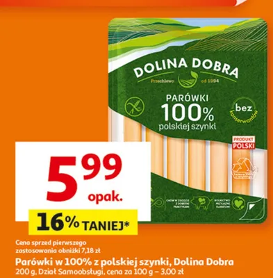 Parówki w 100% z polskiej szynki promocja w Auchan
