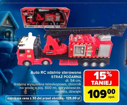 Auto RC zdalnie sterowane straż pożarna dł. 54 cm promocja w Carrefour