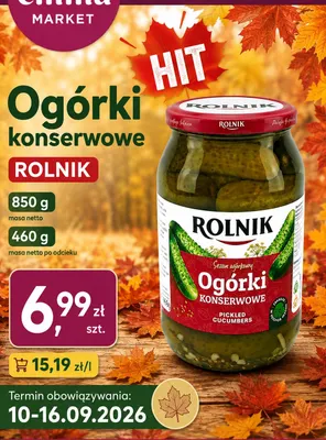 Ogórki konserwowe Rolnik promocja w emma MARKET