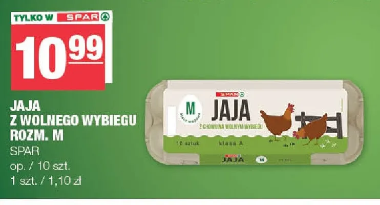 Jajka kurze z wolnego wybiegu rozm. M Spar promocja w SPAR