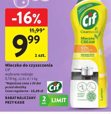 Mleczko do czyszczenia Cif promocja w Intermarche